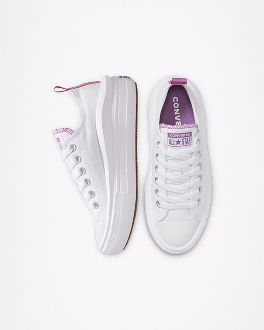 Pantofi Platforma Fete Converse Chuck Taylor All Star Move Low Top Albi Violet Albi | RO PQX0C324